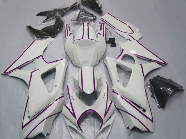 2007-2008 Suzuki GSXR 1000 Motorcycle Fairings - Glossy White Pink Pinstripe Canada Suppliers