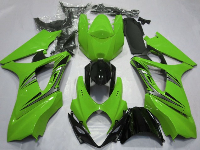 2007-2008 Suzuki GSXR 1000 Motorcycle Fairings - Green Glossy Black OEM Style Canada Suppliers