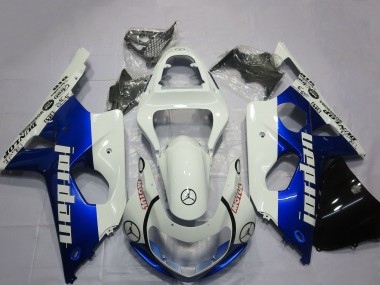 2000-2002 Suzuki GSXR 1000 Motorcycle Fairings - White Blue Jordan Canada Suppliers