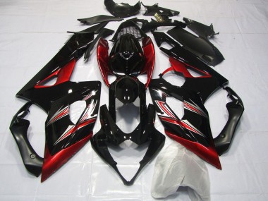 2005-2006 Suzuki GSXR 1000 Motorcycle Fairings - Glossy Black Red Flare Canada Suppliers