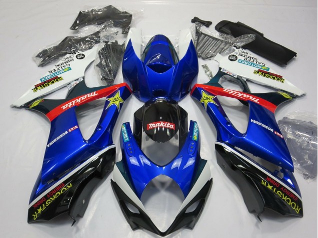 2007-2008 Suzuki GSXR 1000 Motorcycle Fairing - White Blue Red Black Rockstar Canada Suppliers
