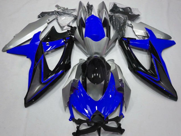 2008-2010 Suzuki GSXR 600 / GSXR 750 Motorcycle Fairings - Silver Blue Glossy Black Canada Suppliers