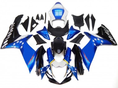 2011-2024 Suzuki GSXR 600 / GSXR 750 Motorcycle Fairings - Blue Style with Red Stars Canada Suppliers