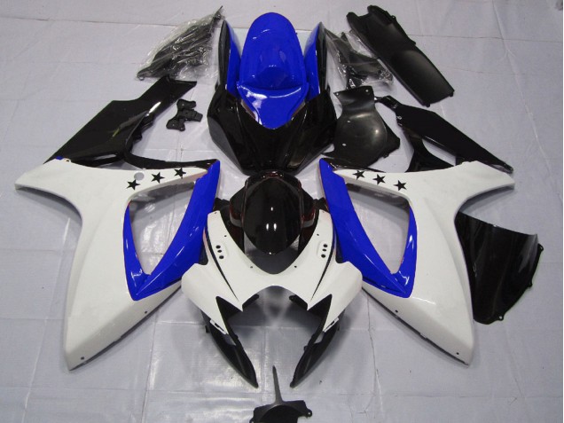 2006-2007 Suzuki GSXR 600 / GSXR 750 Motorcycle Fairings - White Blue Glossy Black Star Canada Suppliers