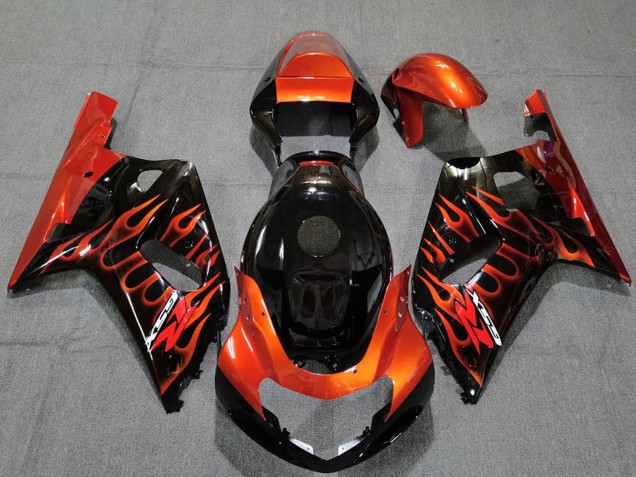 2001-2003 Suzuki GSXR 600 / GSXR 750 Motorcycle Fairings - Glossy Black Orange Flame Canada Suppliers