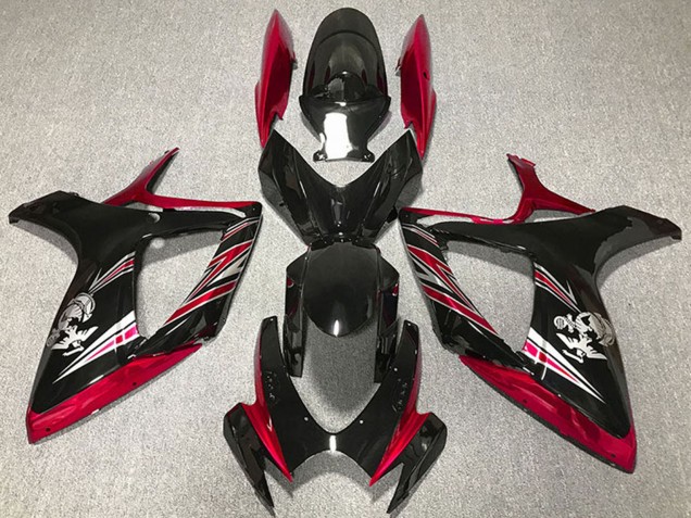 2006-2007 Suzuki GSXR 600 / GSXR 750 Motorcycle Fairing - Red Glossy Black Canada Suppliers