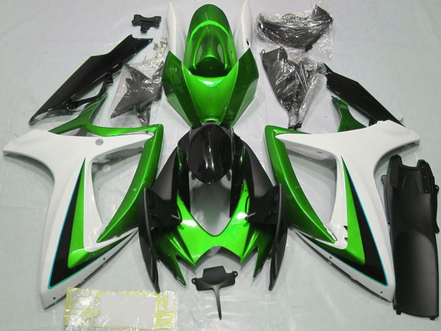 2006-2007 Suzuki GSXR 600 / GSXR 750 Motorcycle Fairings - Green White Glossy Black Canada Suppliers