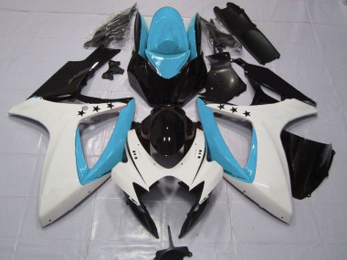 2006-2007 Suzuki GSXR 600 / GSXR 750 Motorcycle Fairings - Light Blue White Glossy Black Star Canada Suppliers