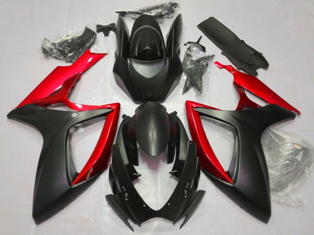 2006-2007 Suzuki GSXR 600 / GSXR 750 Motorcycle Fairings - Matte Black Red Canada Suppliers