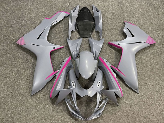 2011-2024 Suzuki GSXR 600 / GSXR 750 Motorcycle Fairings - Matte Nardo Grey Pink Accents Canada Suppliers