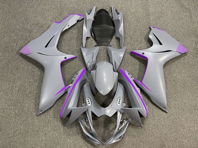 2011-2024 Suzuki GSXR 600 / GSXR 750 Motorcycle Fairings - Matte Nardo Grey Purple Accents Canada Suppliers