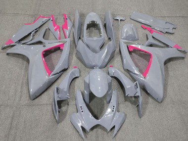 2006-2007 Suzuki GSXR 600 / GSXR 750 Motorcycle Fairings - Nardo Grey and Pink Trim Canada Suppliers