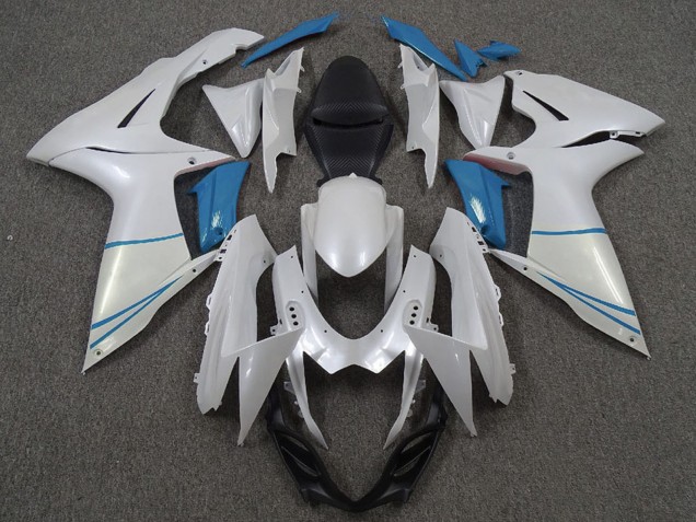2011-2024 Suzuki GSXR 600 / GSXR 750 Motorcycle Fairings - Pearl White and Light Blue Canada Suppliers