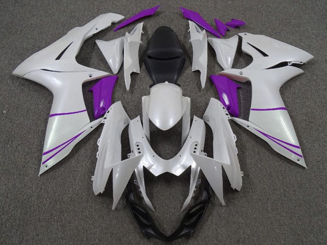 2011-2024 Suzuki GSXR 600 / GSXR 750 Motorcycle Fairings - Pearl White and Purple Canada Suppliers