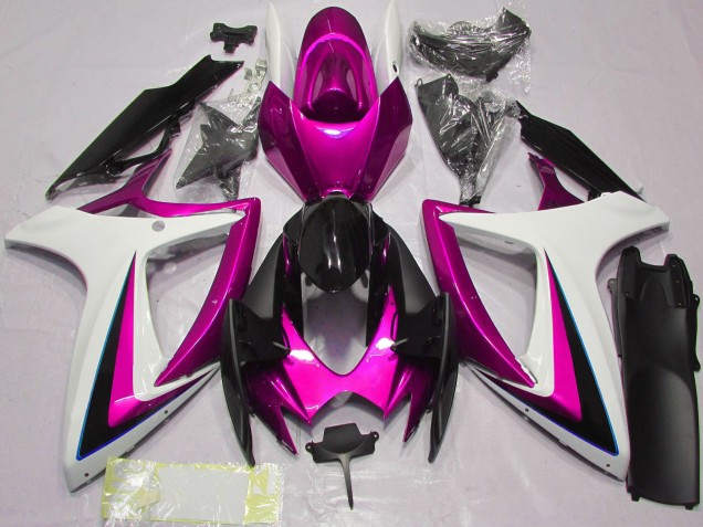 2006-2007 Suzuki GSXR 600 / GSXR 750 Motorcycle Fairings - White Pink Glossy Black Canada Suppliers