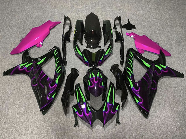 2008-2010 Suzuki GSXR 600 / GSXR 750 Motorcycle Fairings - Glossy black Pink Purple Green Flame Canada Suppliers