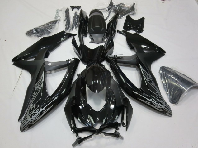 2008-2010 Suzuki GSXR 600 / GSXR 750 Motorcycle Fairings - Glossy Black Silver Canada Suppliers