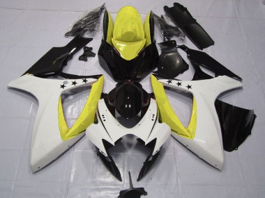 2006-2007 Suzuki GSXR 600 / GSXR 750 Motorcycle Fairings - Yellow White Glossy Black Star Canada Suppliers