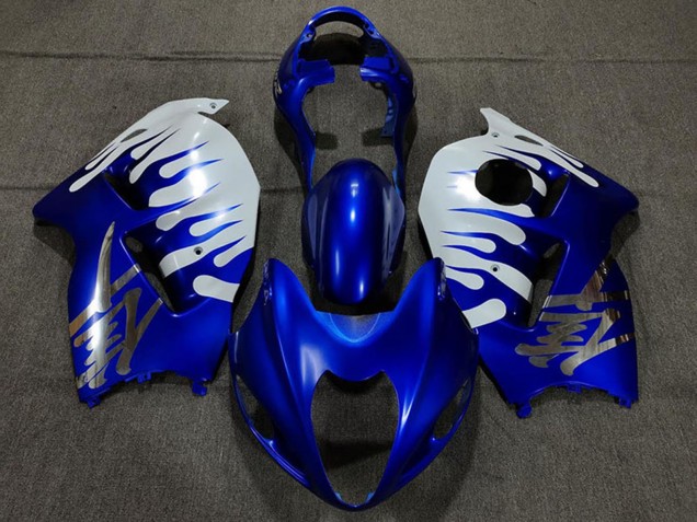1996-2007 Suzuki GSXR 1300 Motorcycle Fairings - White Blue Flame Canada Suppliers