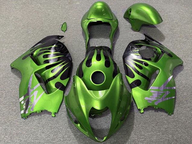 1996-2007 Suzuki GSXR 1300 Motorcycle Fairings - Green Black Flame Canada Suppliers