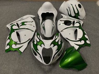 1996-2007 Suzuki GSXR 1300 Motorcycle Fairings - White Green Flame Canada Suppliers