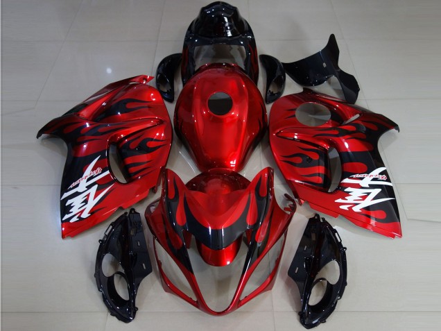 2008-2020 Suzuki GSXR 1300 Motorcycle Fairings - Red Black Flame Canada Suppliers