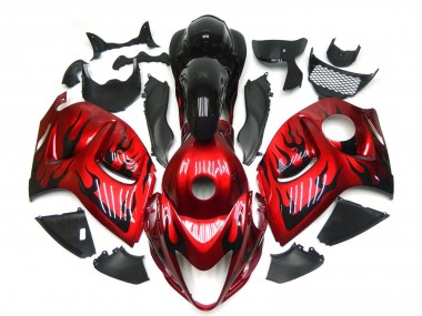 2008-2020 Suzuki GSXR 1300 Motorcycle Fairings - Red with Black Flame Canada Suppliers