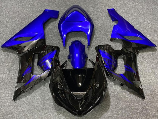 2005-2006 Kawasaki ZX6R Motorcycle Fairings - Blue Glossy Black Canada Suppliers