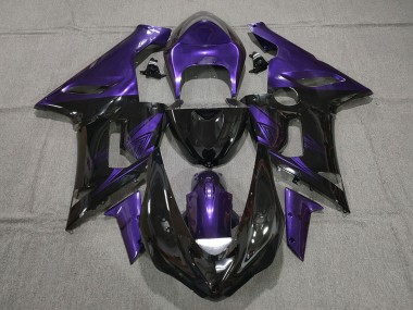 2005-2006 Kawasaki ZX6R Motorcycle Fairings - Purple Glossy Black Canada Suppliers