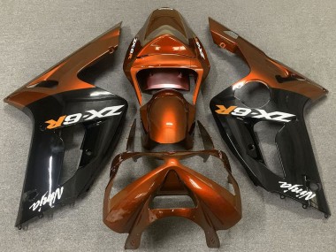 2003-2004 Kawasaki ZX6R Motorcycle Fairings - Orange Glossy Black Canada Suppliers