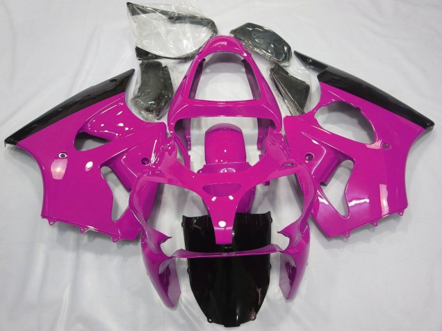 2000-2002 Kawasaki ZX6R Motorcycle Fairings - Pink Glossy Black Canada Suppliers