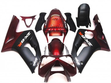 2003-2004 Kawasaki ZX6R Motorcycle Fairings - Maroon Red Matte Black Canada Suppliers