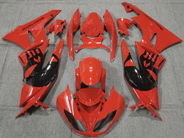 2009-2012 Kawasaki ZX6R Motorcycle Fairings - Red Glossy Black Punisher Canada Suppliers