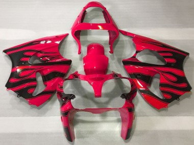 2000-2002 Kawasaki ZX6R Motorcycle Fairings - Red Black Flame Canada Suppliers