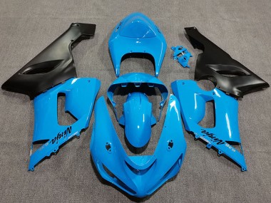 2005-2006 Kawasaki ZX6R Motorcycle Fairings - Vibrant Blue Matte Black Canada Suppliers