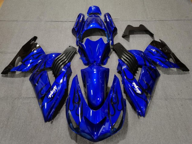 2006-2011 Kawasaki ZX14R Motorcycle Fairings - Blue Black Flame Canada Suppliers
