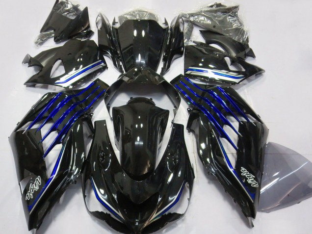 2012-2024 Kawasaki ZX14R ZZR1400 Motorcycle Fairings - Glossy Black Blue Canada Suppliers