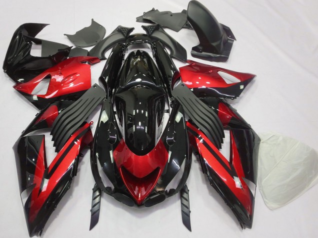 2006-2011 Kawasaki ZX14R Motorcycle Fairings - Red Glossy Black Stripe Canada Suppliers