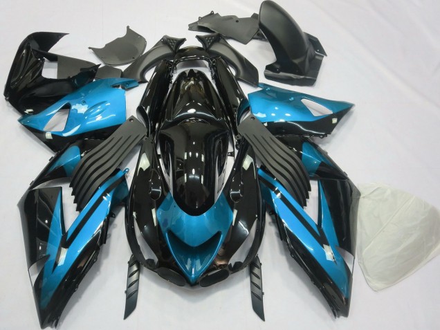 2006-2011 Kawasaki ZX14R Motorcycle Fairings - Light Blue Glossy Black Canada Suppliers