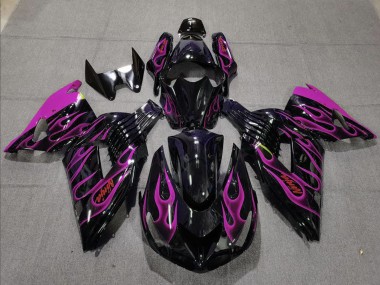 2006-2011 Kawasaki ZX14R Motorcycle Fairing - Glossy Black Purple Flame Canada Suppliers