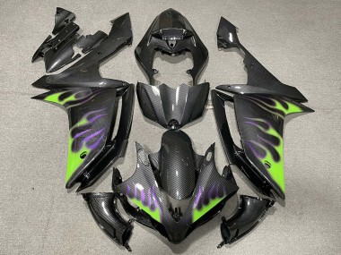 2007-2008 Yamaha R1 Motorcycle Fairings - Carbon Fiber Green Purple Flame Canada Suppliers