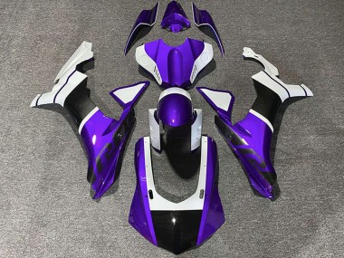 2015-2019 Yamaha R1 Motorcycle Fairings - White Purple Carbon Fiber Accents Canada Suppliers