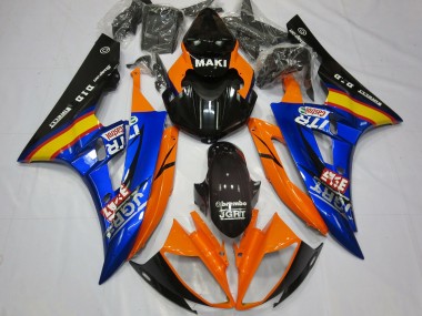 2006-2007 Yamaha R6 Motorcycle Fairings - Orange Blue Glossy Black Castrol Canada Suppliers