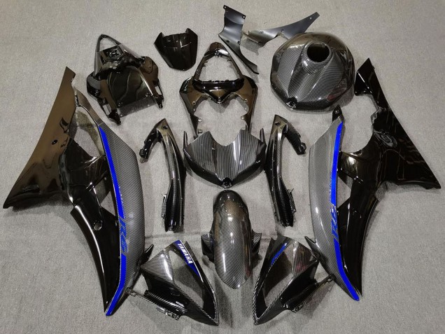 2008-2016 Yamaha R6 Motorcycle Fairings - Glossy Black Carbon Fiber Style Blue Canada Suppliers