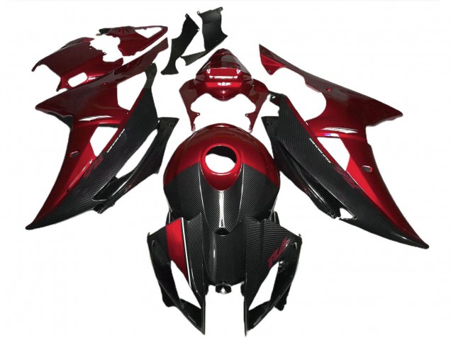 2008-2016 Yamaha R6 Motorcycle Fairings - Red Black Carbon Fiber Style Canada Suppliers