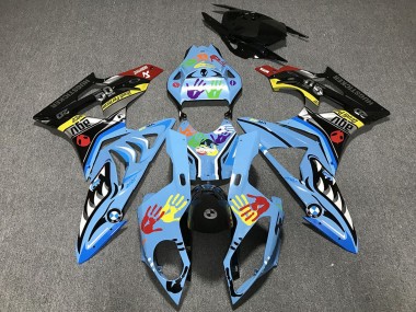 2009-2014 BMW S1000RR Motorcycle Fairings - Light Blue Black Shark Hands Canada Suppliers