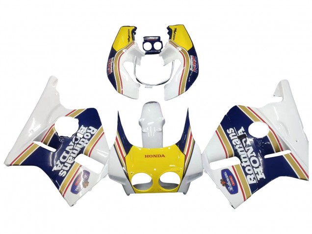1987-1989 Honda CBR400RR NC23 Motorcycle Fairings - White Yellow Blue Rothmans Canada Suppliers