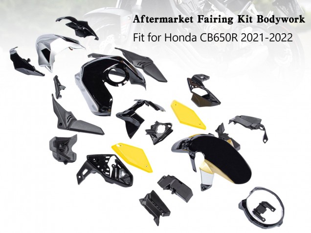 2019-2022 Honda CB650R Motorcycle Fairings - Black Yellow Canada Suppliers