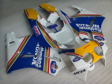 1988-1992 Honda VFR400R NC30 Motorcycle Fairings - White Blue Yellow Rothmans Canada Suppliers