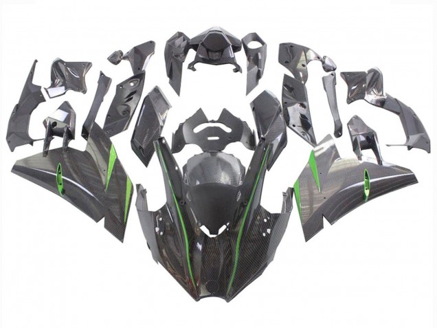 2015-2022 Kawasaki Ninja H2 Motorcycle Fairings - Black Carbon Fiber Green Canada Suppliers